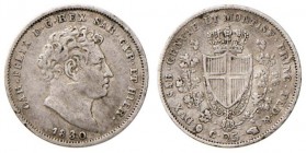 Carlo Felice (1821-1831) 25 Centesimi 1830 T (P) – Nomisma 613 AG RR
MB