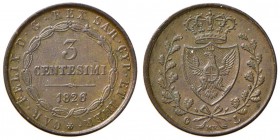 Carlo Felice (1821-1831) 3 Centesimi 1826 G – Nomisma 617 CU
BB+