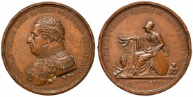 Carlo Felice (1821-1831) Medaglia 1823 – Opus: Lavy – AE (g 37,73) Numerosi colpi al bordo
 BB+