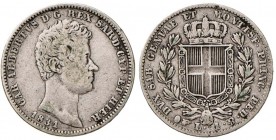 Carlo Alberto (1831-1849) Lira 1831 T – Nomisma 718 AG RR Piccoli depositi 
MB+