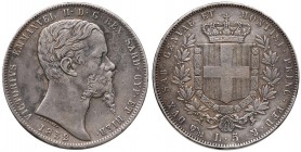 Vittorio Emanuele II (1849-1861) 5 Lire 1852 G – Nomisma 775 AG R Graffietti diffusi al D/
MB+