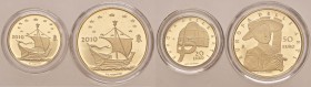 Repubblica italiana – 50 e 20 Euro 2010 Arti: Svezia, Ungheria – AU (g 16,13 + 6,45) Lotto di due monete, senza astuccio 
FS