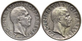 ALBANIA Zog (1928-1939) Franca 1935, 1937 – AG Lotto di due monete 
BB/BB+