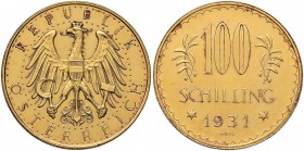 AUSTRIA Repubblica (1918-) 100 Scellini 1931 – Fr. 520 AU (g 23,50) Consueti minimi segnetti da contatto al R/ ma praticamente 
FDC/qFDC