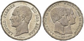 BELGIO Leopoldo I (1831-1865) 5 Franchi 1853 Matrimonio di Leopoldo II – KM X2.1; Dav. 52 AG (g 24,95) Minimi graffietti, fondi brillanti 
qFDC