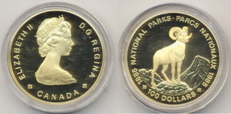 CANADA Elisabetta II (1952-) 100 Dollari 1985 National Park – AU (g 16,95) In as...