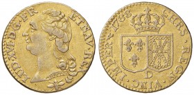 FRANCIA Luigi XVI (1774-1793) Luigi d’oro 1788 D – Gad. 361 AU (g 7,58) RR Colpetto al bordo. Esemplare coniato probabilmente in platino e poi dorato....