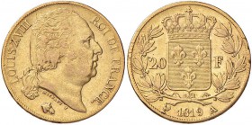 FRANCIA Luigi XVIII (1815-1824) 20 Franchi 1819 A – Gad. 1028 AU (g 6,40) Colpetto al bordo
BB