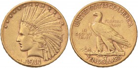USA 10 Dollari 1911 – AU (g 16,65) Colpo al bordo
qBB