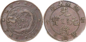 (t) CHINA. Hunan. 10 Cash, ND (1902-06). Kuang-hsu (Guangxu). PCGS EF-40.
CL-HUN.27; KM-Y-113.

Estimate: $40.00 - $60.00