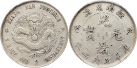 (t) CHINA. Kiangnan. 7 Mace 2 Candareens (Dollar), CD (1898). Nanking Mint. Kuang-hsu (Guangxu). PCGS Genuine--Chopmark, EF Details.
L&M-217; K-71; K...