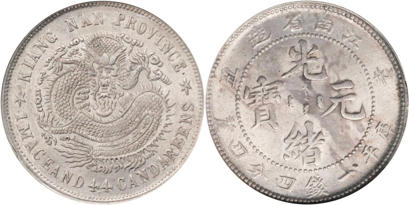 CHINA. Kiangnan. 1 Mace 4.4 Candareens (20 Cents), CD (1901). Nanking Mint. Kuan...
