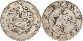 (t) CHINA. Kiangnan. 7 Mace 2 Candareens (Dollar), CD (1904)-HAH CH. Nanking Mint. Kuang-hsu (Guangxu). PCGS Genuine--Chopmark, EF Details.
L&M-257A;...