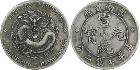 (t) CHINA. Yunnan. 7 Mace 2 Candareens (Dollar), ND (1909-11). Kunming Mint. Hsuan-t'ung (Xuantong [Puyi]). PCGS VF-35.
L&M-425; K-175; KM-Y-260; WS-...