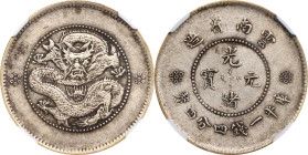 (t) CHINA. Yunnan. 1 Mace 4.4 Candareens (20 Cents), ND (ca. 1911). Kunming Mint. In the name of Kuang-hsu (Guangxu). NGC AU-50.
L&M-423; K-173A; KM-...