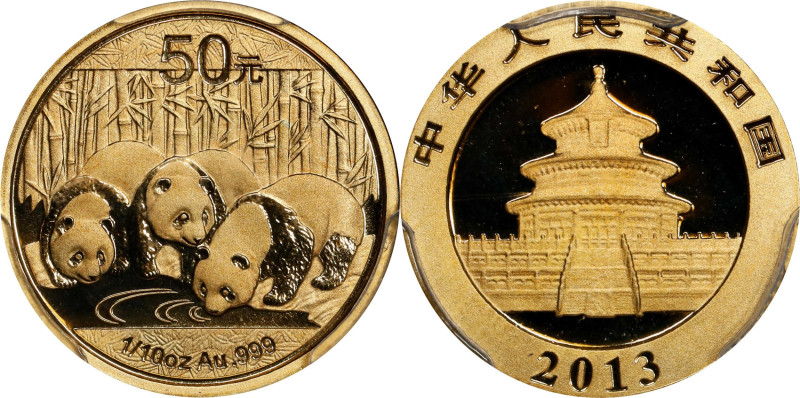 CHINA. Gold 50 Yuan, 2013. Panda Series. PCGS MS-69.
Fr-B17; KM-unlisted; PAN-5...