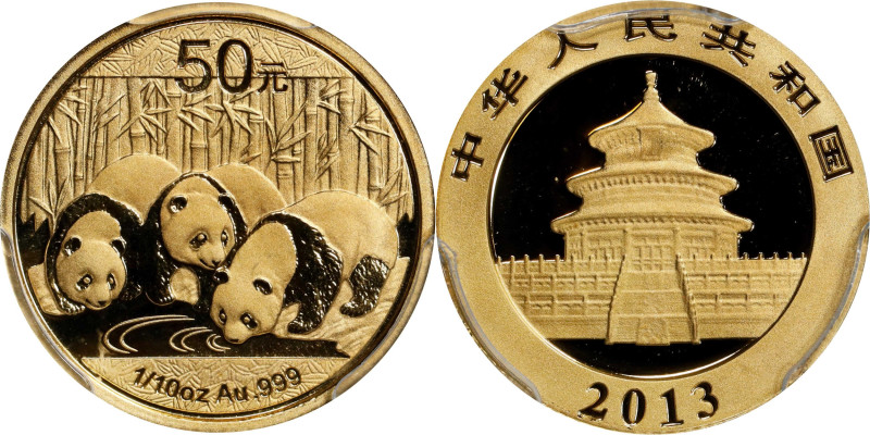 CHINA. Gold 50 Yuan, 2013. Panda Series. PCGS MS-69.
Fr-B17; KM-unlisted; PAN-5...