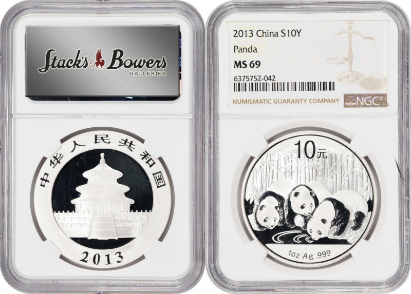 (t) CHINA. Quartet of Silver 10 Yuan (4 Pieces), 2013. Panda Series. All NGC MS-...