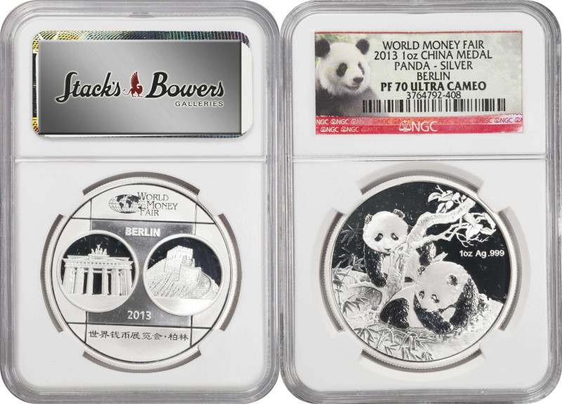 CHINA. Group of 1 Ounce Silver Medals (10 Pieces), 2013. Panda Series. All NGC P...