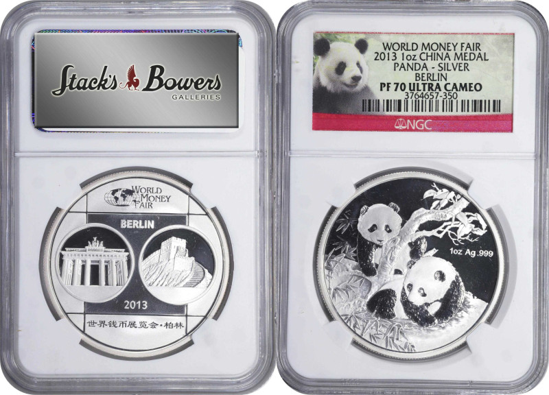 CHINA. Group of Berlin World Money Fair Show Panda Silver Medals (10 Pieces), 20...