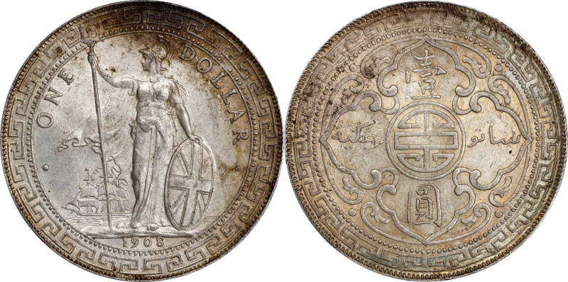 GREAT BRITAIN. Trade Dollar, 1908-B. Bombay Mint. Edward VII. PCGS MS-63.
KM-T5...