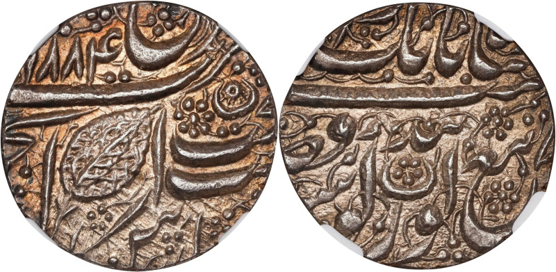 INDIA. Sikh Empire. Rupee, VS 1884 (1827). Amritsar Mint. Ranjit Singh. NGC MS-6...