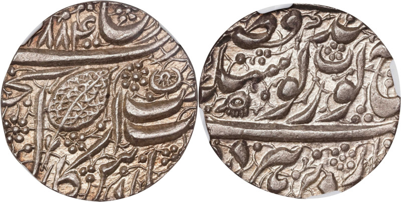 INDIA. Sikh Empire. Rupee, VS 1884 (1827). Amritsar Mint. Ranjit Singh. NGC MS-6...