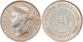 STRAITS SETTLEMENTS. 50 Cents, 1898. London Mint. Victoria. PCGS Genuine--Harshly Cleaned, AU Details.
KM-13; Prid-25.

Estimate: $100.00 - $200.00