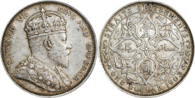 STRAITS SETTLEMENTS. Dollar, 1903-B. Bombay Mint. Edward VII. PCGS AU-55.
KM-25; Prid-1. Incuse "B" variety.

Estimate: $200.00 - $400.00