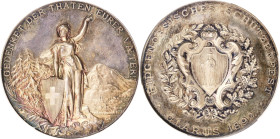 SWITZERLAND. Glarus Shooting Festival Silver Medal, 1892. PCGS SPECIMEN-64.
R-808B. By the Brothers Huguenin. Diameter: 45mm. Obverse: Helvetia stand...