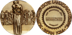 SWITZERLAND. Bern. National Exposition Gilt Silver Medal, 1914. PCGS MATTE SPECIMEN-64.
Obverse: Women holding baby with working men behind; Reverse:...