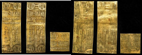 VIETNAM. Trio of Kim Thanh Or Pur Gold Bar (3 Pieces), ND (ca. 1960s). Average Grade: UNCIRCULATED.
Total weight: 37.5 gms. Three (2 full, 1 cut) waf...