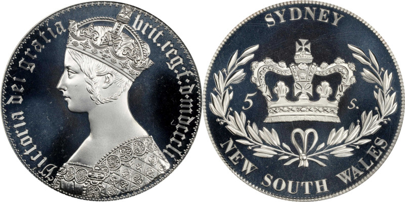 AUSTRALIA. New South Wales. INA Retro Fantasy Silver "Gothic" 5 Shillings, "1851...