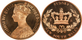 AUSTRALIA. New South Wales. INA Retro Fantasy Copper "Gothic" 5 Shillings, "1851". Victoria. PCGS PROOF-67 Cameo.
KMX-Unlisted. Gothic/Sydney-New Sou...