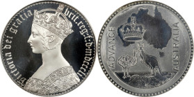 AUSTRALIA. INA Retro Fantasy Tin "Gothic" Crown, "1851". Victoria. PCGS PROOF-67 Cameo.
KMX-Unlisted. INA (International Numismatic Agency) issue.
...