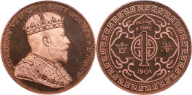 HONG KONG (SAR). INA Retro Fantasy Copper Dollar, "1901". Edward VII. PCGS PROOF-68 Deep Cameo.
KMX-3B. INA (International Numismatic Agency) issue....