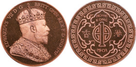 HONG KONG (SAR). INA Retro Fantasy Copper Dollar, "1901". Edward VII. PCGS PROOF-67 Deep Cameo.
KMX-3B. INA (International Numismatic Agency) issue....