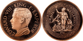 STRAITS SETTLEMENTS. Fantasy Copper Crown Piefort, "1936" (1984). Edward VIII. PCGS PROOF-67 Deep Cameo.
cf. Giordano-FM43E. INA (International Numis...
