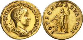 (238-239 d.C.). Gordiano III. Áureo. (Spink 8570) (Co. 104) (RIC. 8) (Calicó 3199). Anv.: IMP. CAES. M. ANT. GORDIANVS AVG. Su busto laureado, drapead...