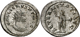 (264 d.C.). Galieno. Antoniniano. (Spink 10172 var) (S. 50) (RIC. 629). Anv.: GALLIENVS P. F. AVG. Su busto radiado y acorazado. Rev.: AETERNITATI AVG...
