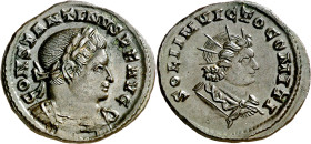 (310-313 d.C.). Constantino I. Treveri. Follis. (Spink 16125) (Co. 514) (RIC. 893). Anv.: CONSTANTINVS P. F. AVG. Su busto laureado y acorazado. Rev.:...