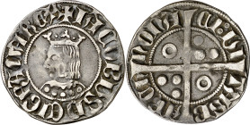 Jaume II (1291-1327). Barcelona. Croat. (Cru.V.S. 337) (Cru.C.G. 2154). Anv.: IACOBUS DEI GRACIA REX. Rev.: Roel en 1er y 4º cuartel. -CIUI-TASB-ARCh'...