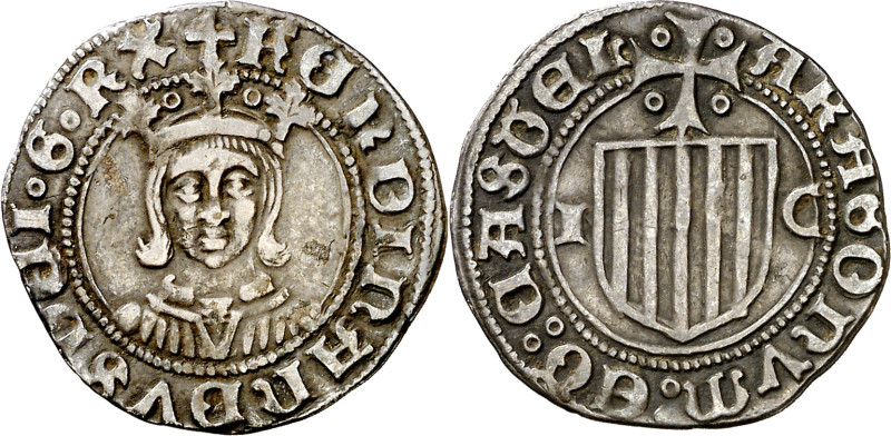 Ferran II (1479-1516). Zaragoza. Medio real. (Cru.V.S. 1305) (Cru.C.G. 3205). An...