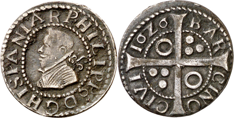 1626. Felipe IV. Barcelona. 1 croat. (AC. 658) (Cru.C.G. 4414). Roel en 1er y 4º...