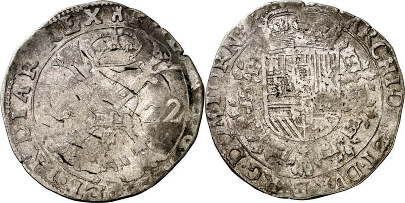 1622. Felipe IV. Tournai. 1 patagón. (Vti. 1110) (Vanhoudt 645.TO). 27,81 g. MBC...