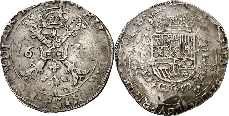 1633. Felipe IV. Tournai. 1 patagón. (Vti. 1120) (Vanhoudt 645.TO). 28,03 g. MBC...