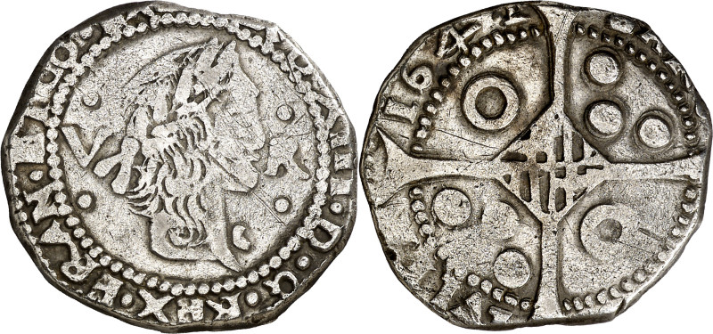 1642. Guerra dels Segadors. Barcelona. 5 rals. (AC. 69) (Cru.C.G. 4523d). Anv.: ...