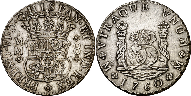 1760. Fernando VI. México. MM. 8 reales. (AC. 497). Columnario. 27 g. MBC+/MBC.