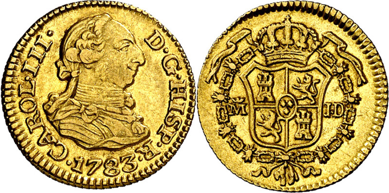 1783. Carlos III. Madrid. JD. 1/2 escudo. (AC. 1275). 1,79 g. EBC-/EBC.