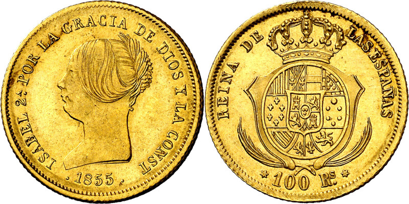 1855. Isabel II. Madrid. 100 reales. (AC. 781). 8,37 g. MBC.